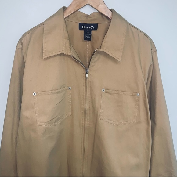 Denim&Co Vintage Light Jacket Utility‎ Workwear Tan Khaki Women’s  Size Large - Picture 3 of 7